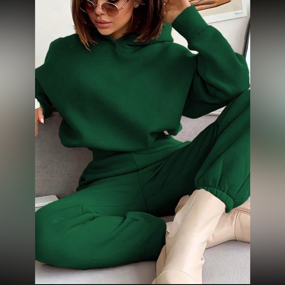 Women's Monochrome Hoodie And Pants Two-piece Set